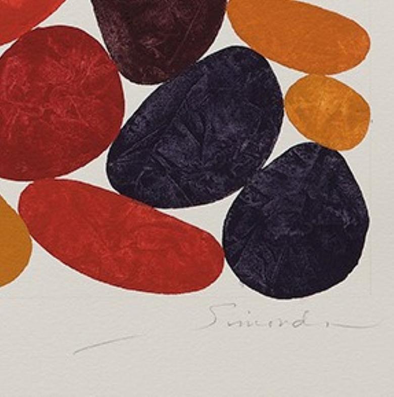 Crimson and Carmine, Work on Paper, Gouache, Orange, Brown, Earth tones, Rocks - Painting by Nancy Simonds