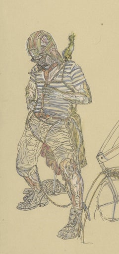 Balloon, Flying Machine, Drawing, Work on Paper, Ink, Watercolor, Tan, Yellow