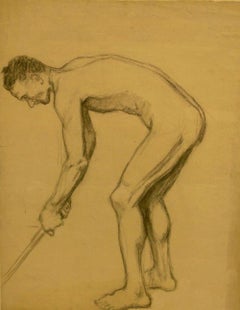 Vintage Academic Study of a Man with a Golf Club