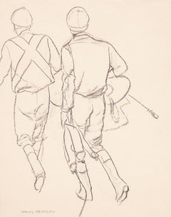 Study for ‘To the Scales’ featuring two jockeys