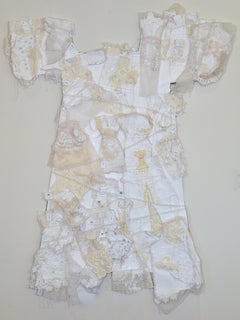Remnants 4, Large white dress with 17 small dresses sewn on
