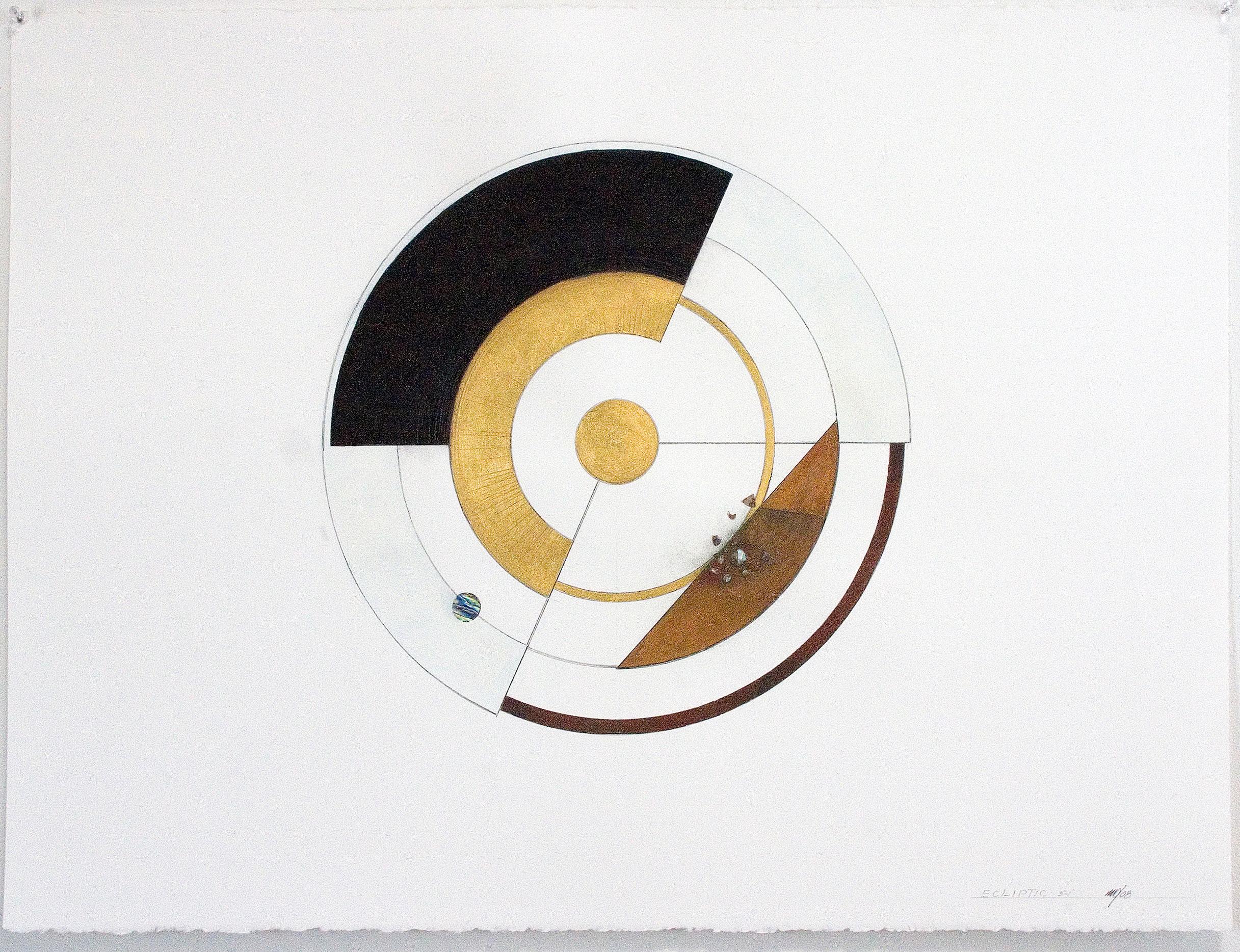 Abstraktes Blattgold-Pastell 3 Zoll 1 Zoll  – Art von Michael Davis
