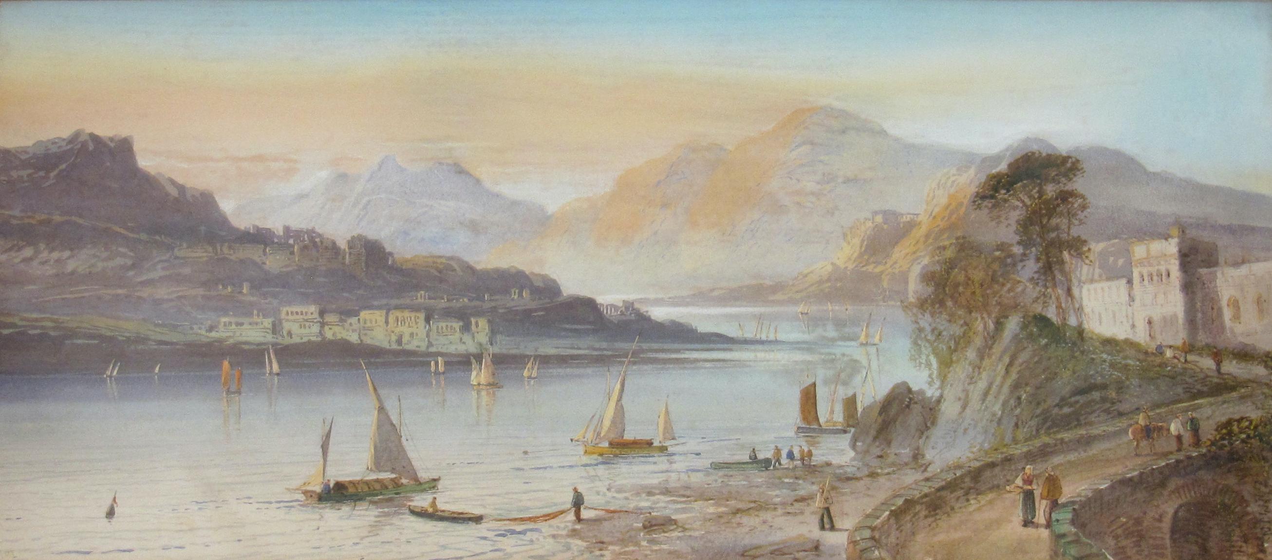 Lewis (anglais, 1826 - 1913) Lago Maggiore Suisse Aquarelle 1898 - Art de Lennard Lewis