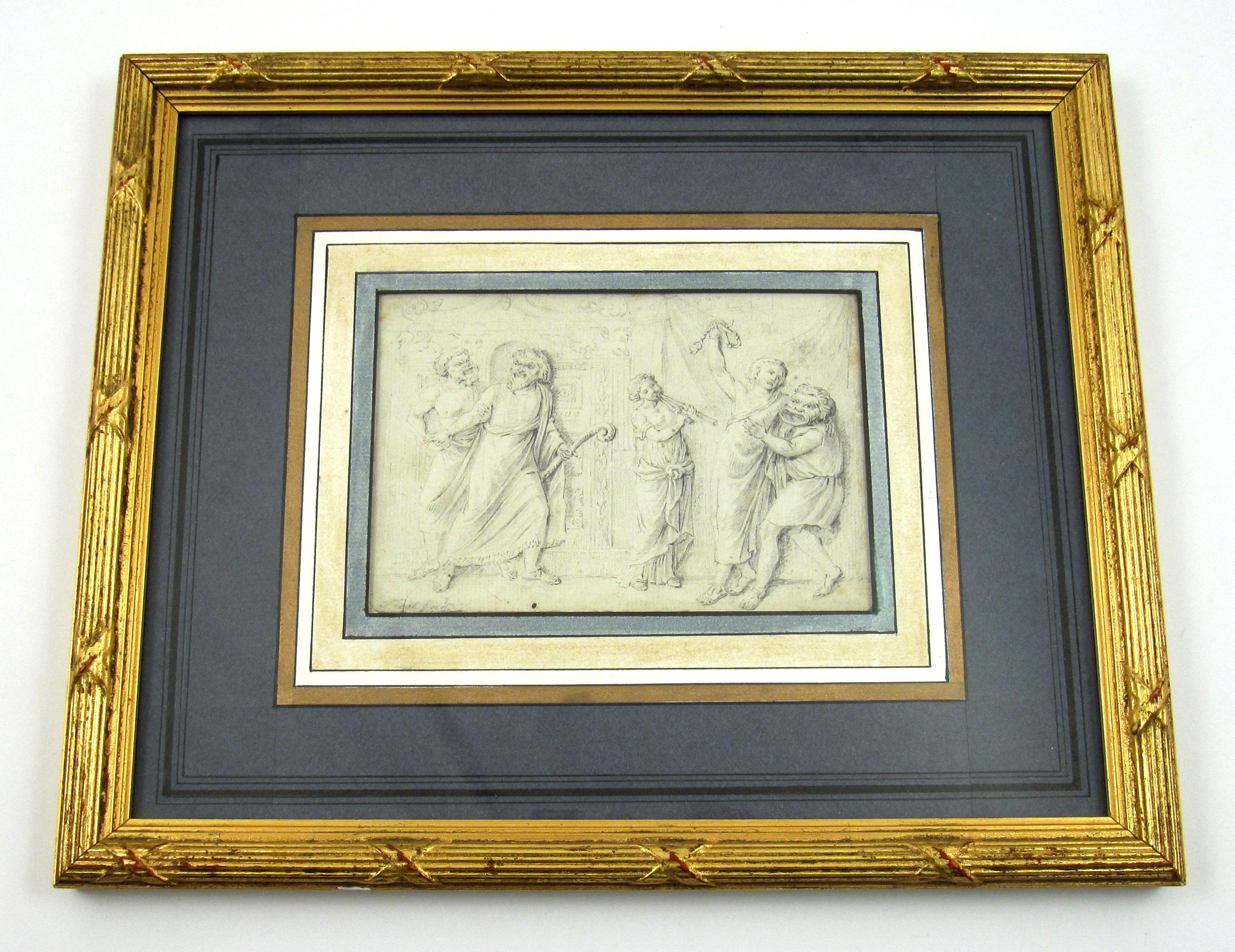 François-Édouard Picot (Französisch 1786-1868) Griechische Komödie 19. Jahrhundert Zeichnung im Angebot 1