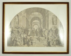 School of Athens after Raphael Vatican 18th Century Pen Ink Wash Drawing c. 1780