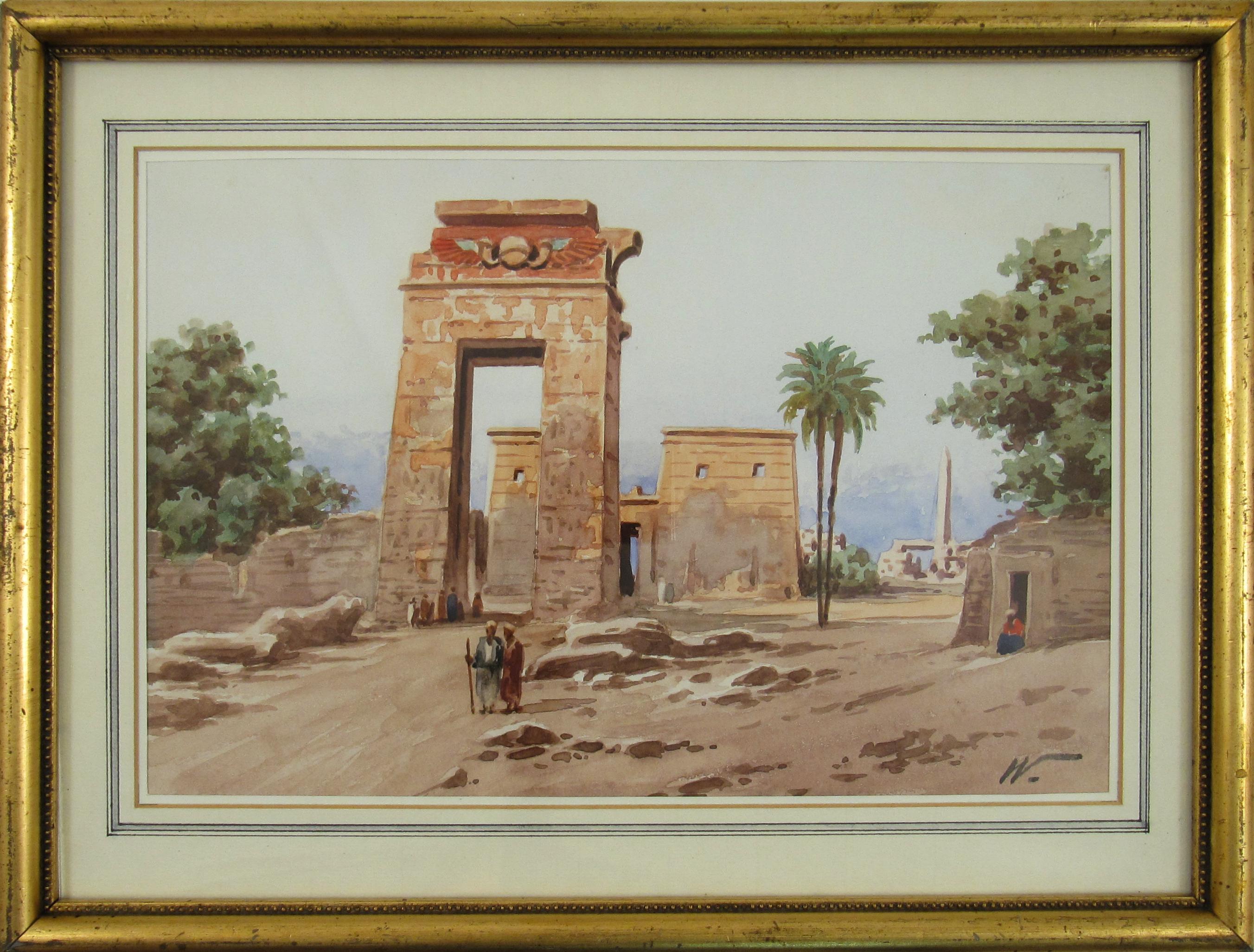 Rudolf Johann Weiss (1846-1933) - Gateway of Ptolemy III Thebes Egypt 19thC W/C
