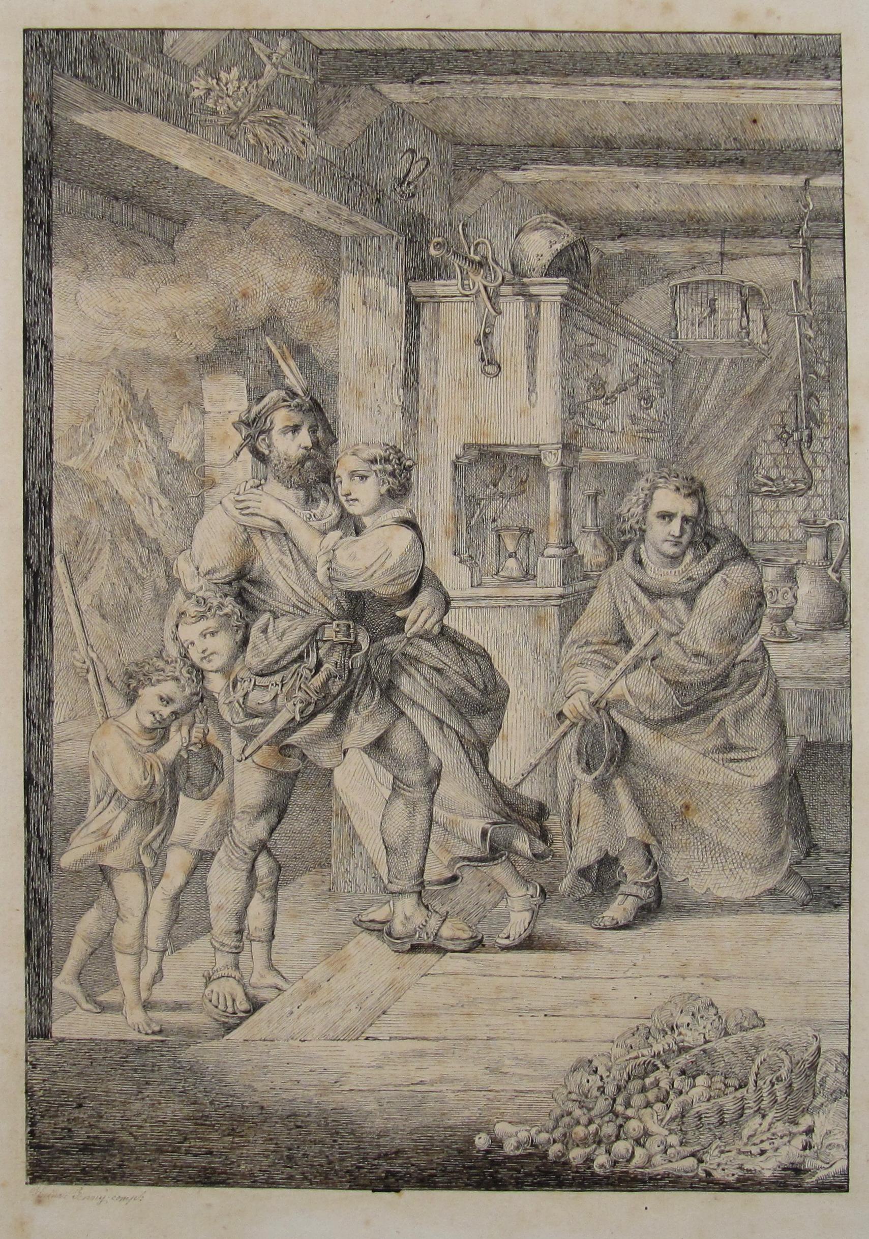 Heinrich Adam Elias Borny
(German, 1742-1778)

•	Late baroque Ink and pen drawing on laid paper (no watermark)
•	Sheet, ca. 29.4 x 22.7 cm
•	Image size, ca. 22.5 x 16.1 cm
•	Signed bottom left

Worldwide shipping is complimentary - There are no