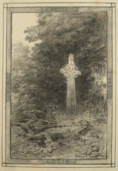 Fanny W. Currey - 19thC Irish School Drawing Celtic Cross - Via Crucis Via Lucis