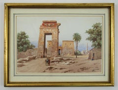Rudolf Johann Weiss (1846-1933) - Gateway of Ptolemy III Thebes Egypt 19thC W/C