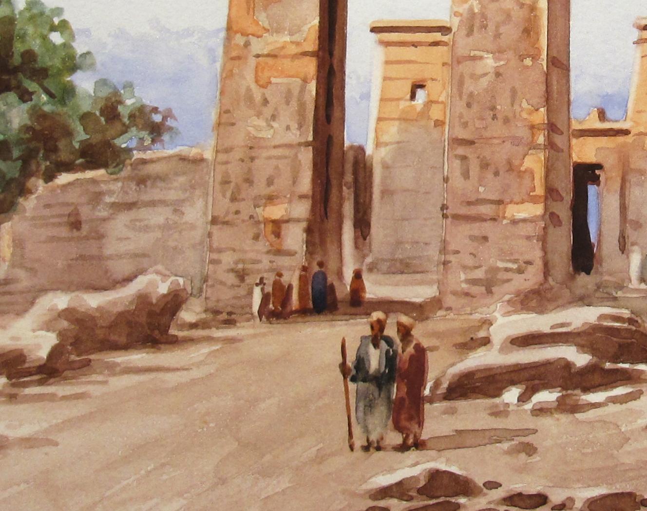 Rudolf Johann Weiss (1846-1933) - Gateway of Ptolemy III Thebes Egypt 19thC W/C For Sale 6