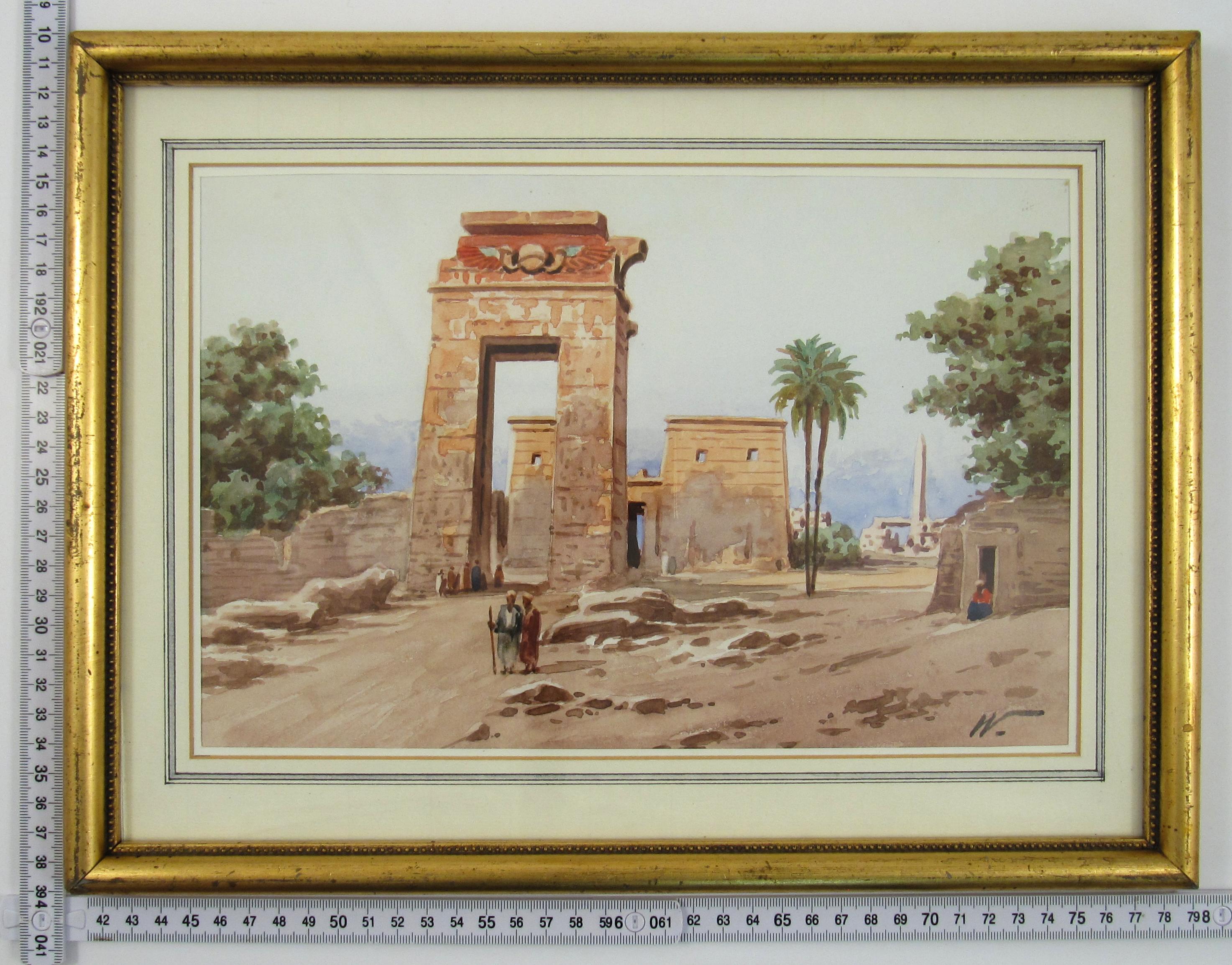Rudolf Johann Weiss (1846-1933) - Gateway of Ptolemy III Thebes Egypt 19thC W/C For Sale 9