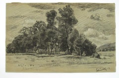 Paul Schürch (1886-1939) - Romantic Landscape Drawing 1917 Solothurn Switzerland