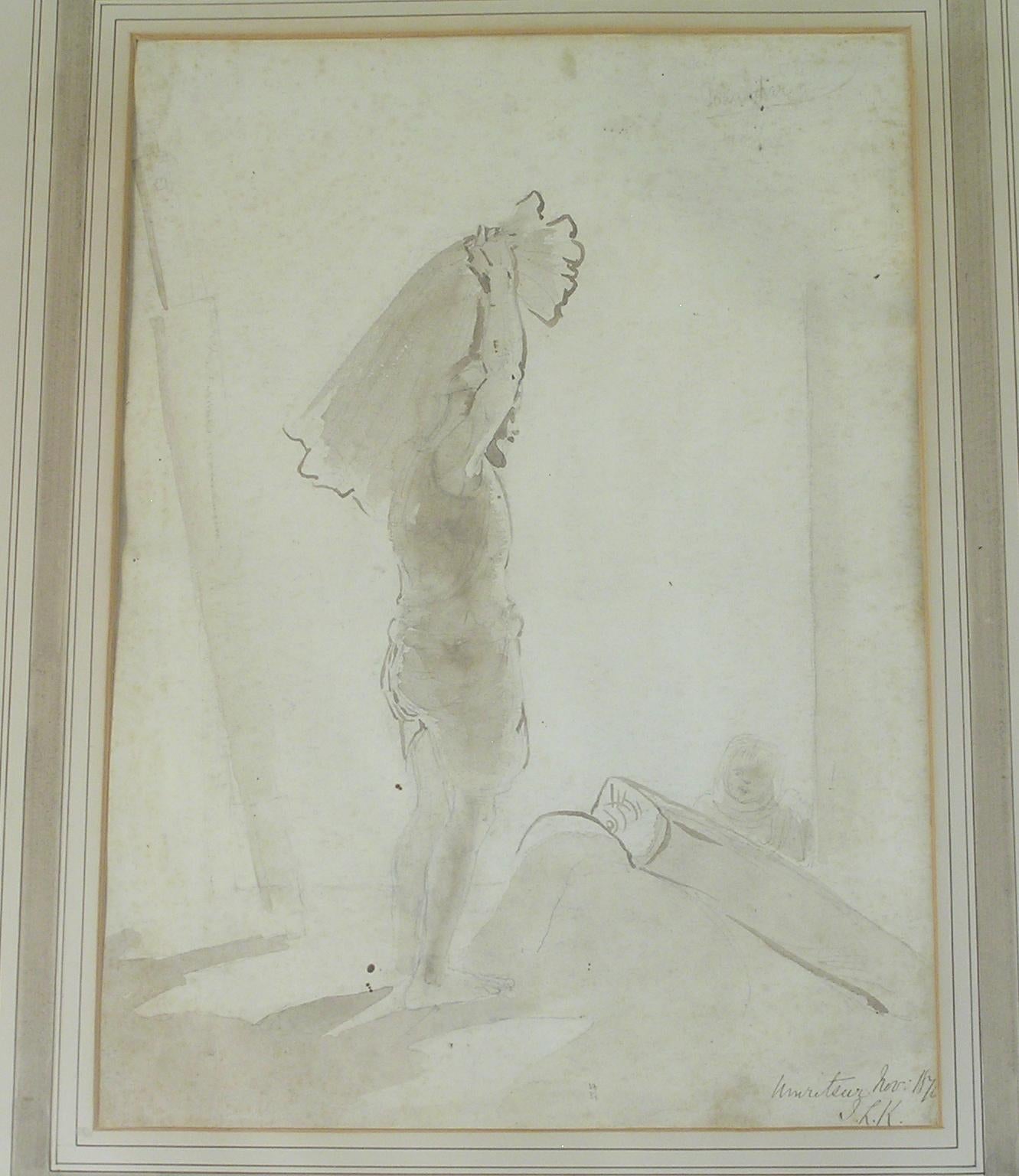 John Lockwood Kipling (1837-1911) Anglo Indian Portraits, 1870 Ink Wash Drawing For Sale 2
