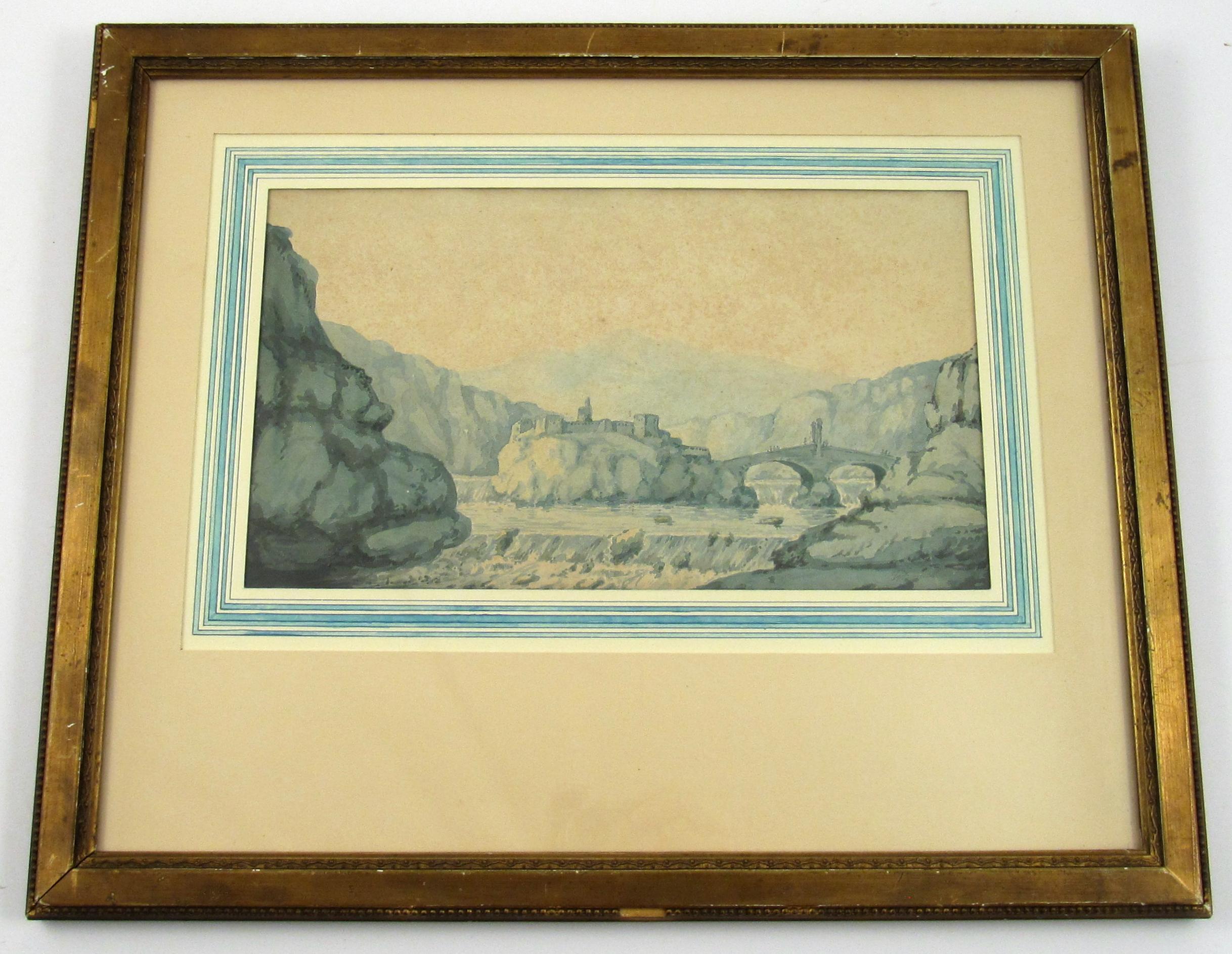 William Daniell (British, 1769-1837) Fortification 19th Century Ink Wash Drawing For Sale 2