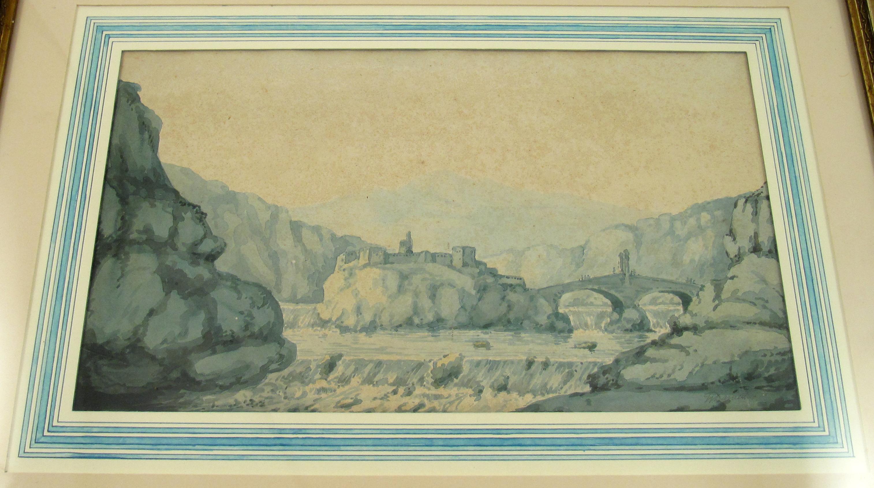 William Daniell (British, 1769-1837) Fortification 19th Century Ink Wash Drawing For Sale 5
