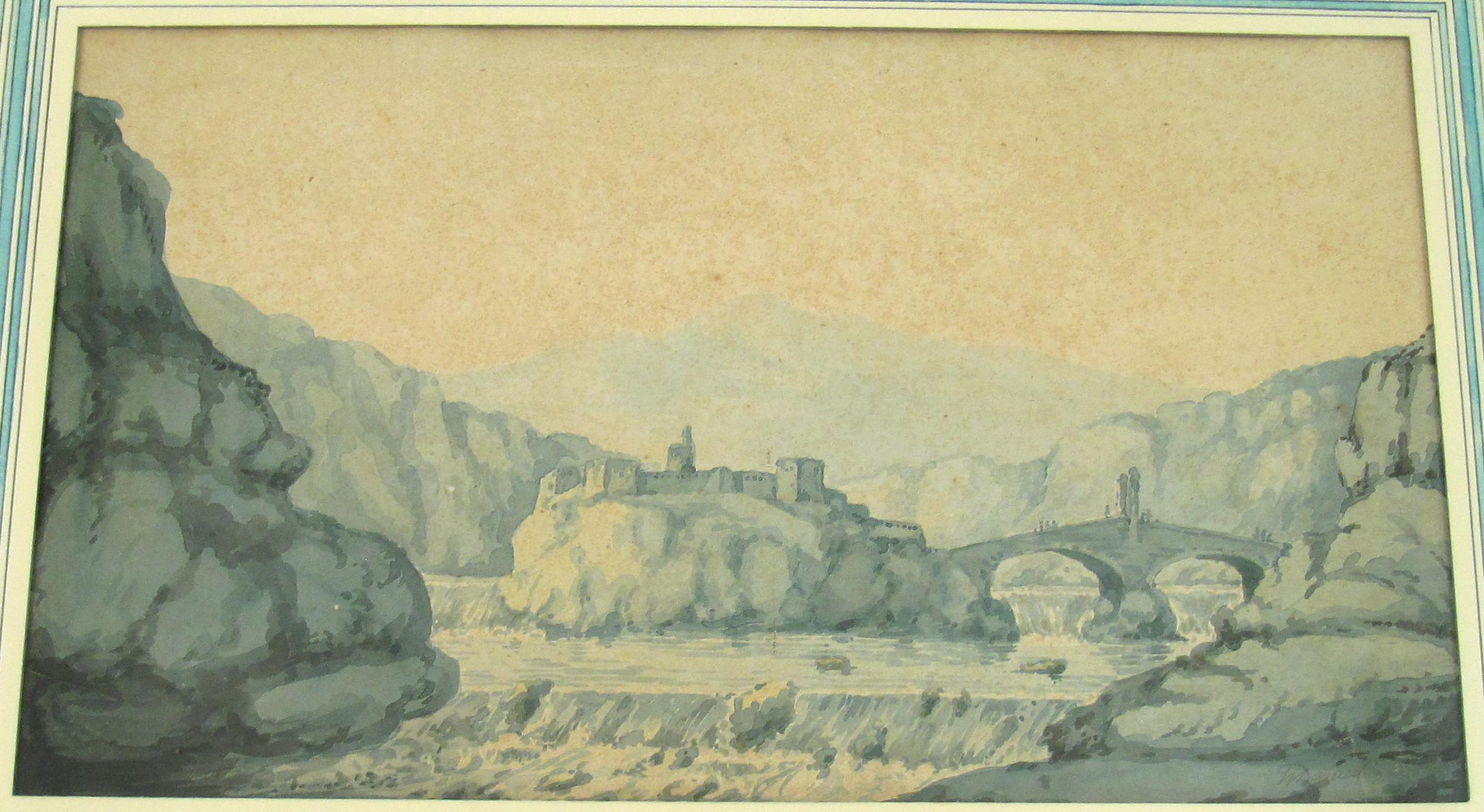 William Daniell (British, 1769-1837) Fortification 19th Century Ink Wash Drawing For Sale 5
