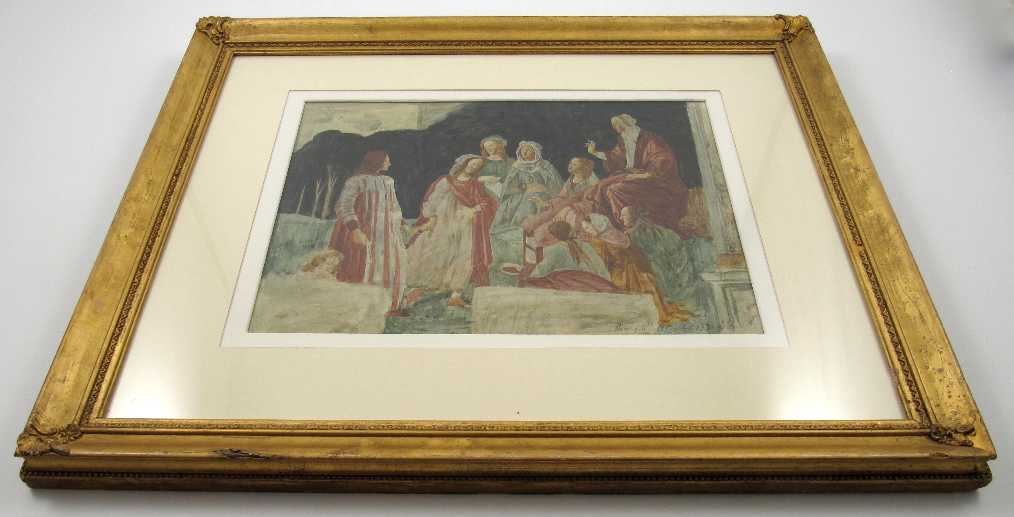 Gerald L. Brockhurst British 1890-1978, Botticelli 's Liberal Arts Aquarell 1915 en vente 2