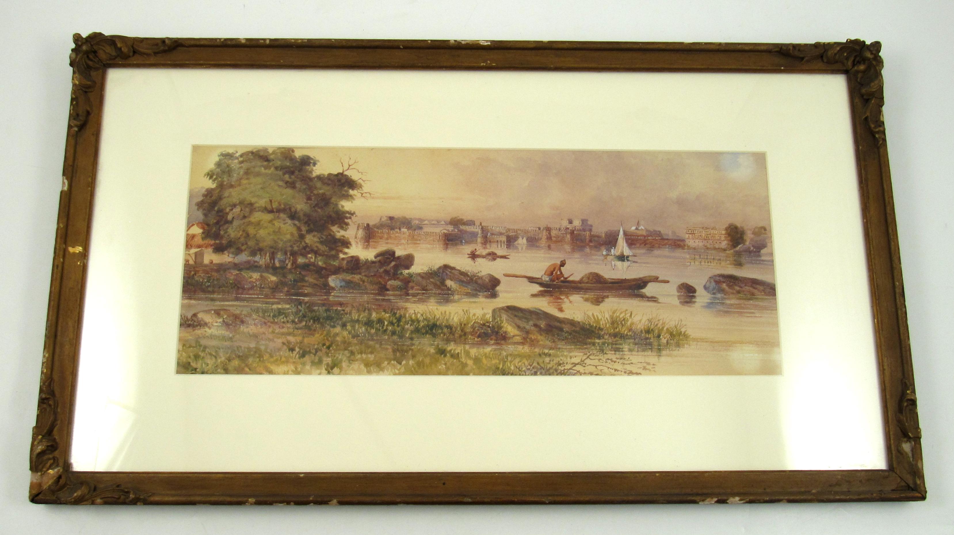 Charles George Nicholls - Watercolour 1805 - Palace on the Ganges, Anglo - India For Sale 2