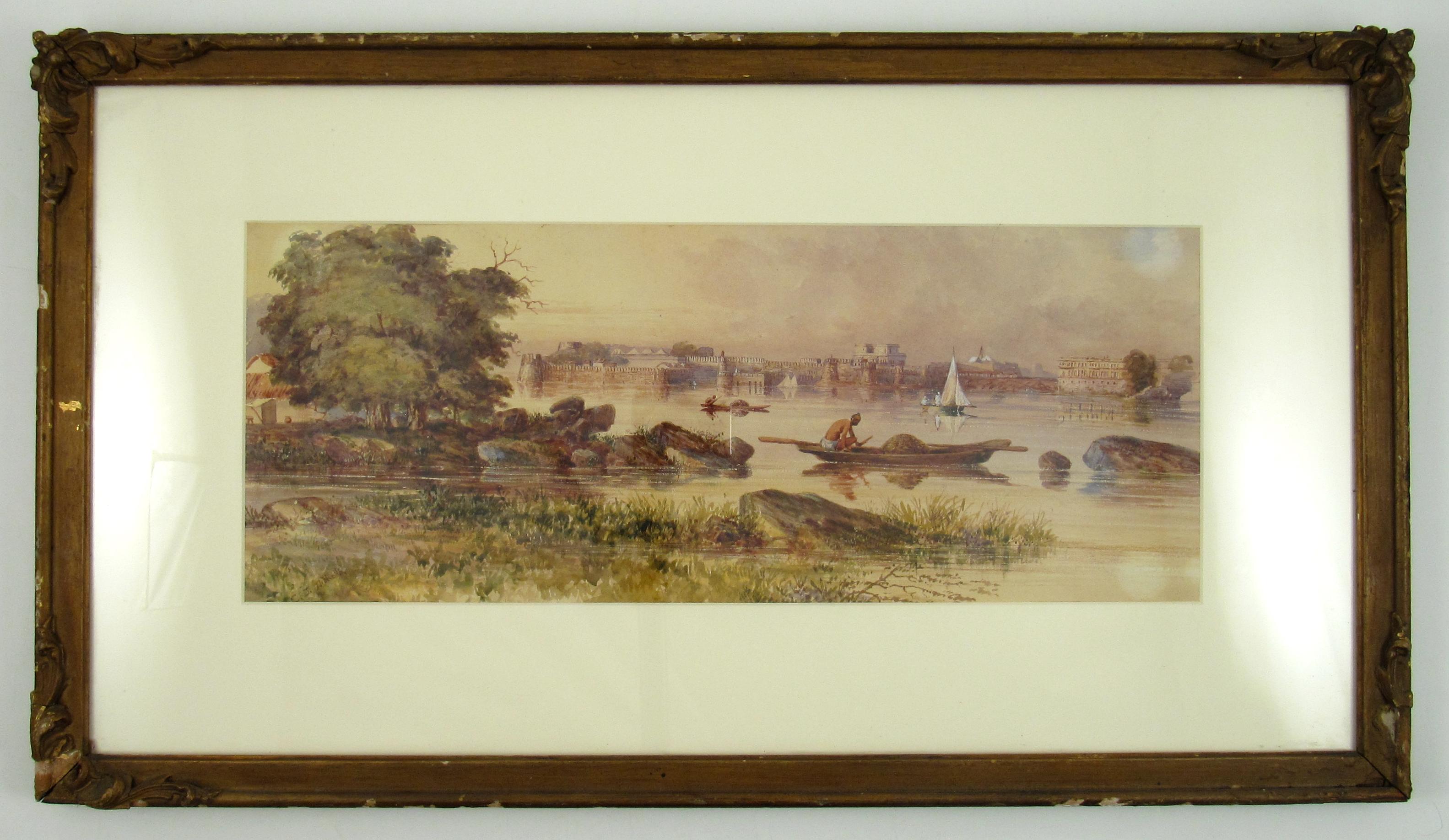 Aquarelle de Charles George Nicholls, 1805, Palais du Gange, Anglo-Inde en vente 1