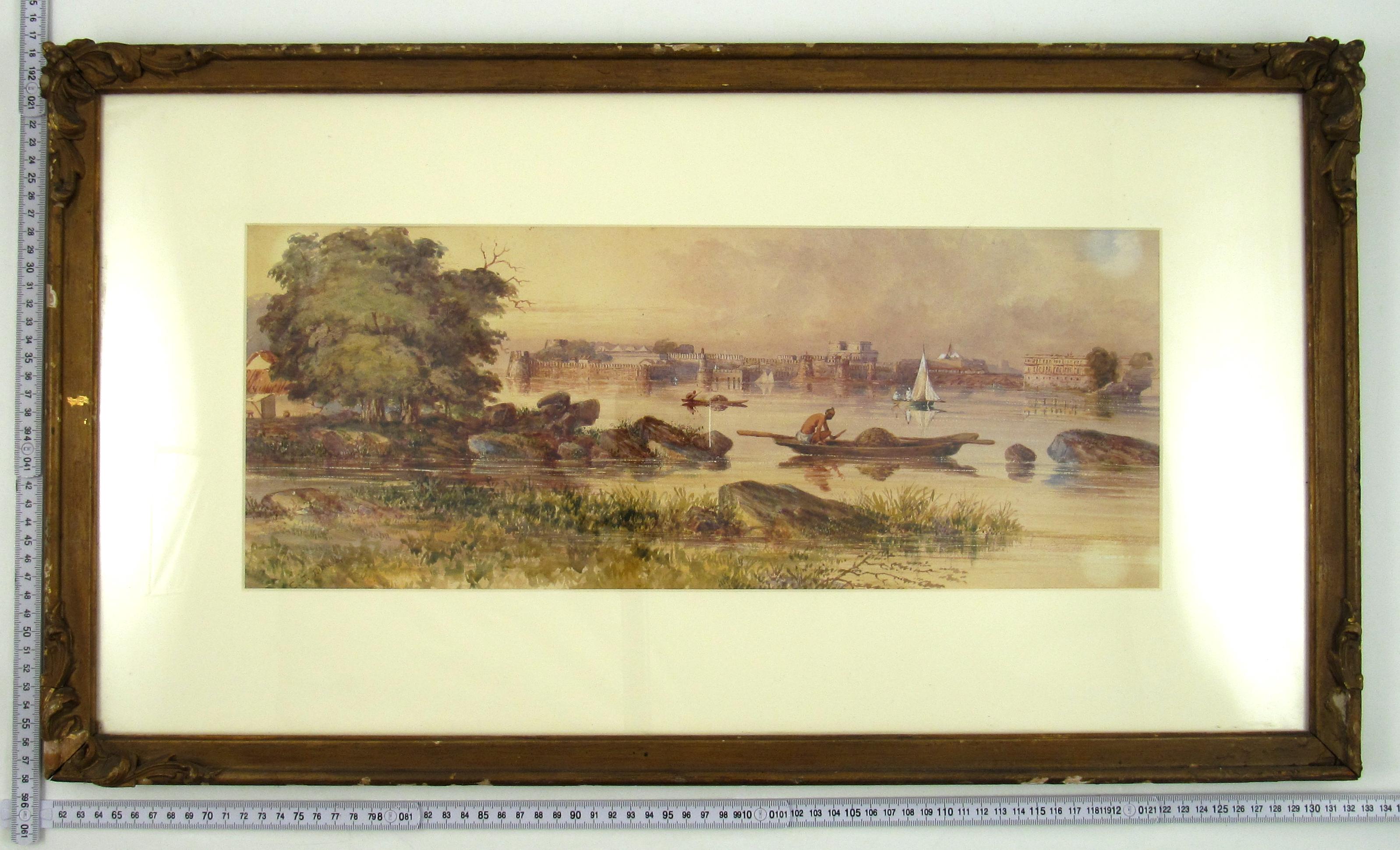 Charles George Nicholls - Watercolour 1805 - Palace on the Ganges, Anglo - India For Sale 14