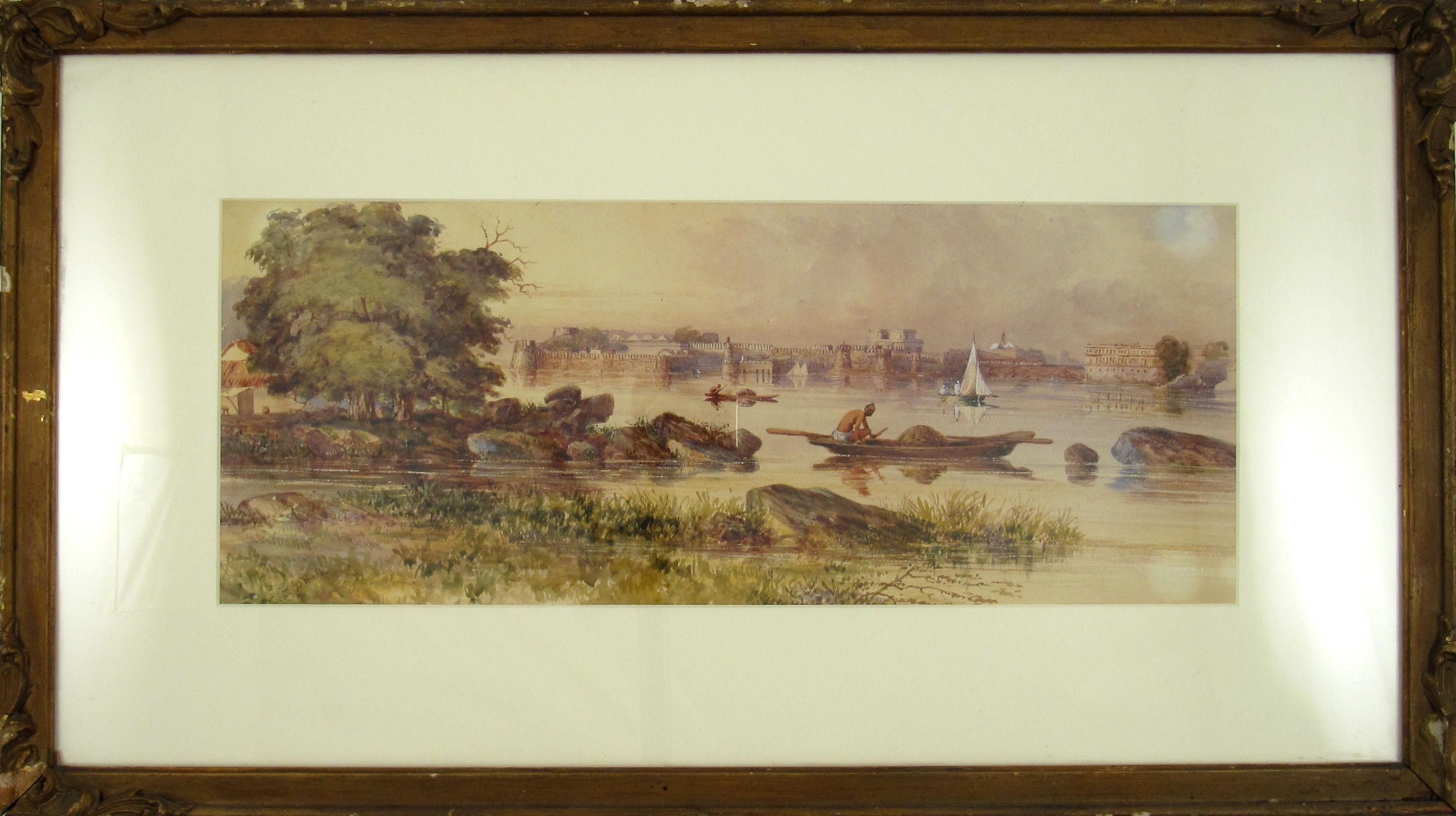 Charles George Nicholls - Aquarell 1805 - Palast am Ganges, Anglo - Indien