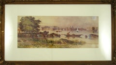 Antique Charles George Nicholls - Watercolour 1805 - Palace on the Ganges, Anglo - India