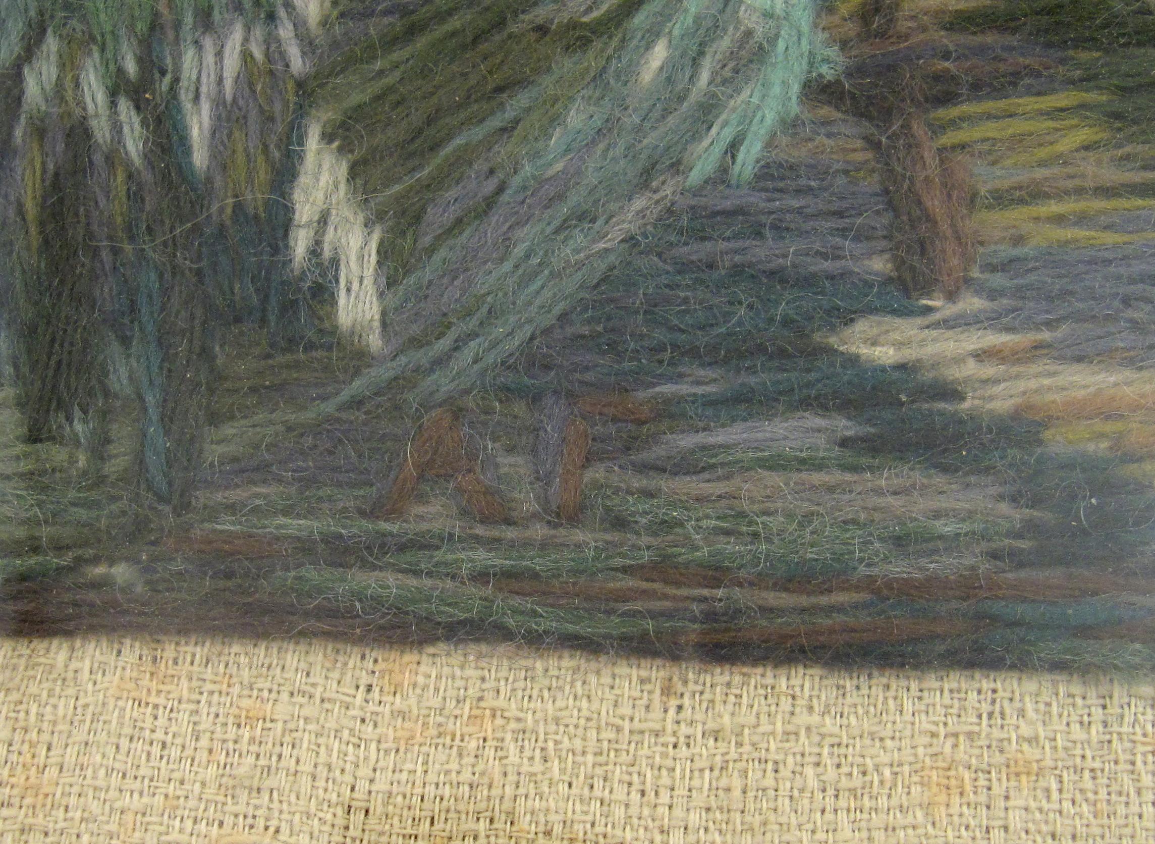 Angelika Furer - Denz (1880-1960) Symboliste suisse Laine Textile Travail à l'aiguille 1930 1