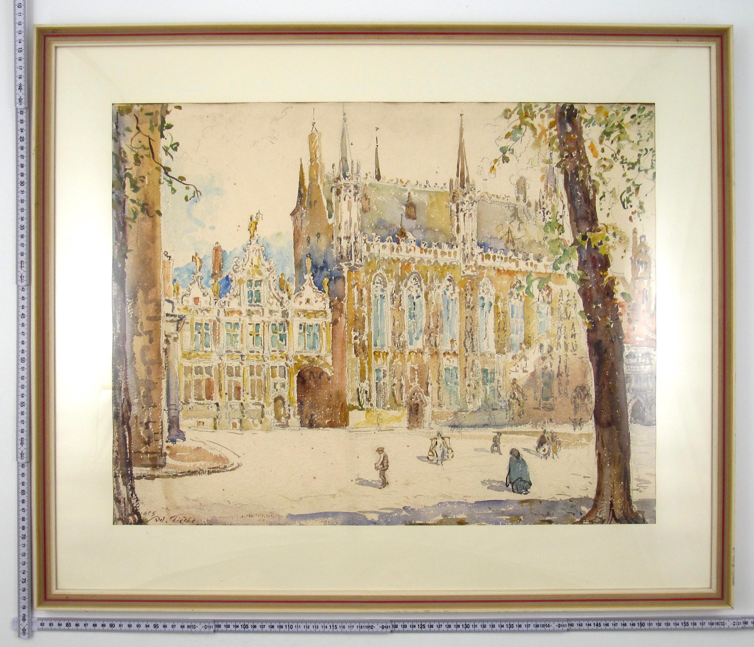 Adolf Tièche  Switzerland 1877-1957 Stadhuis van Brugge Belgium Watercolor 1930 For Sale 5