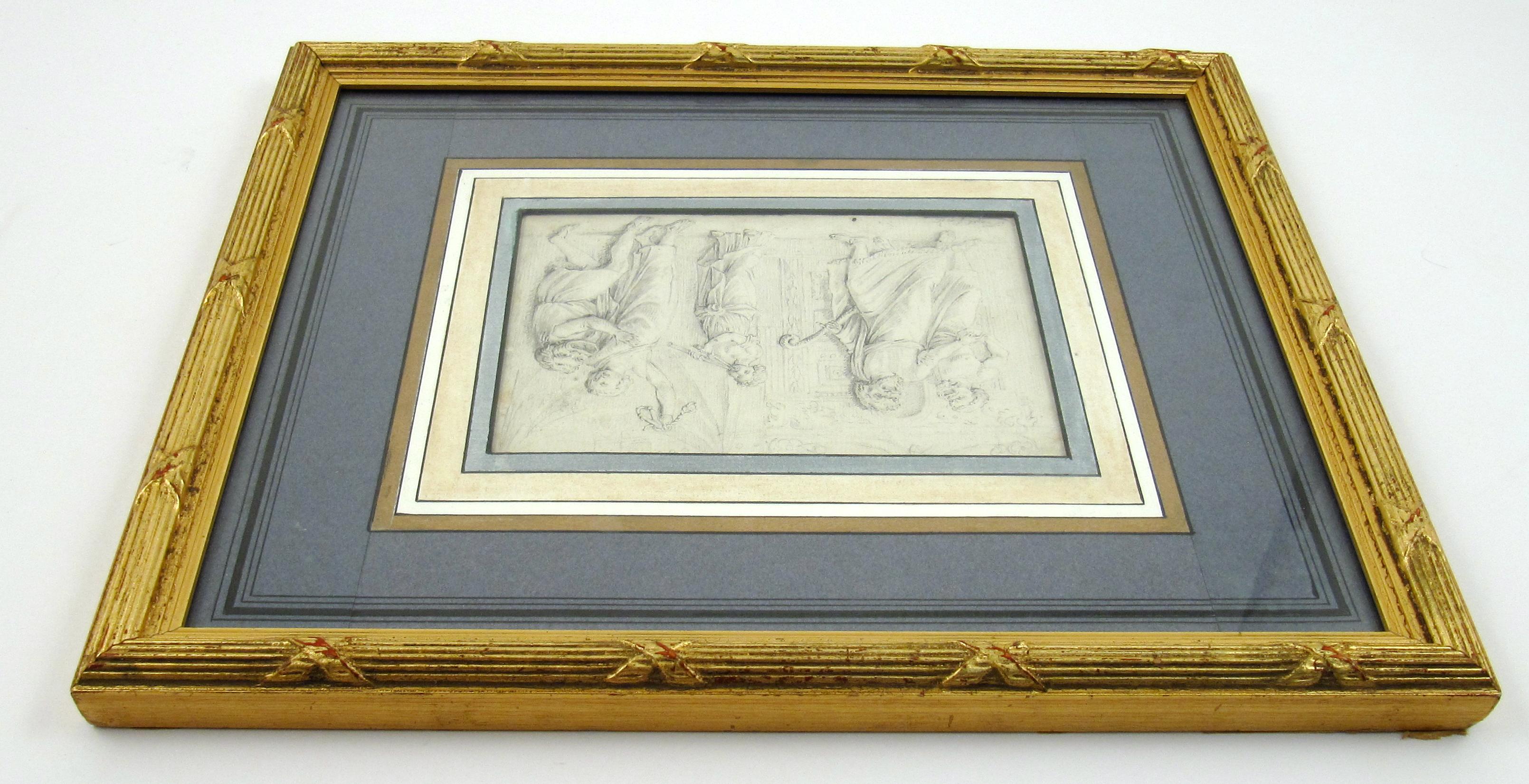 François-Édouard Picot 
(French, 1786 – 1868)

Ancient Greek Comedy Play

•	Pencil Drawing on laid paper behind decorative matting, visible image, ca. 10.5 x 15.5 cm
•	Modern Glased frame, ca. 27 x 33 cm
•	Signed 