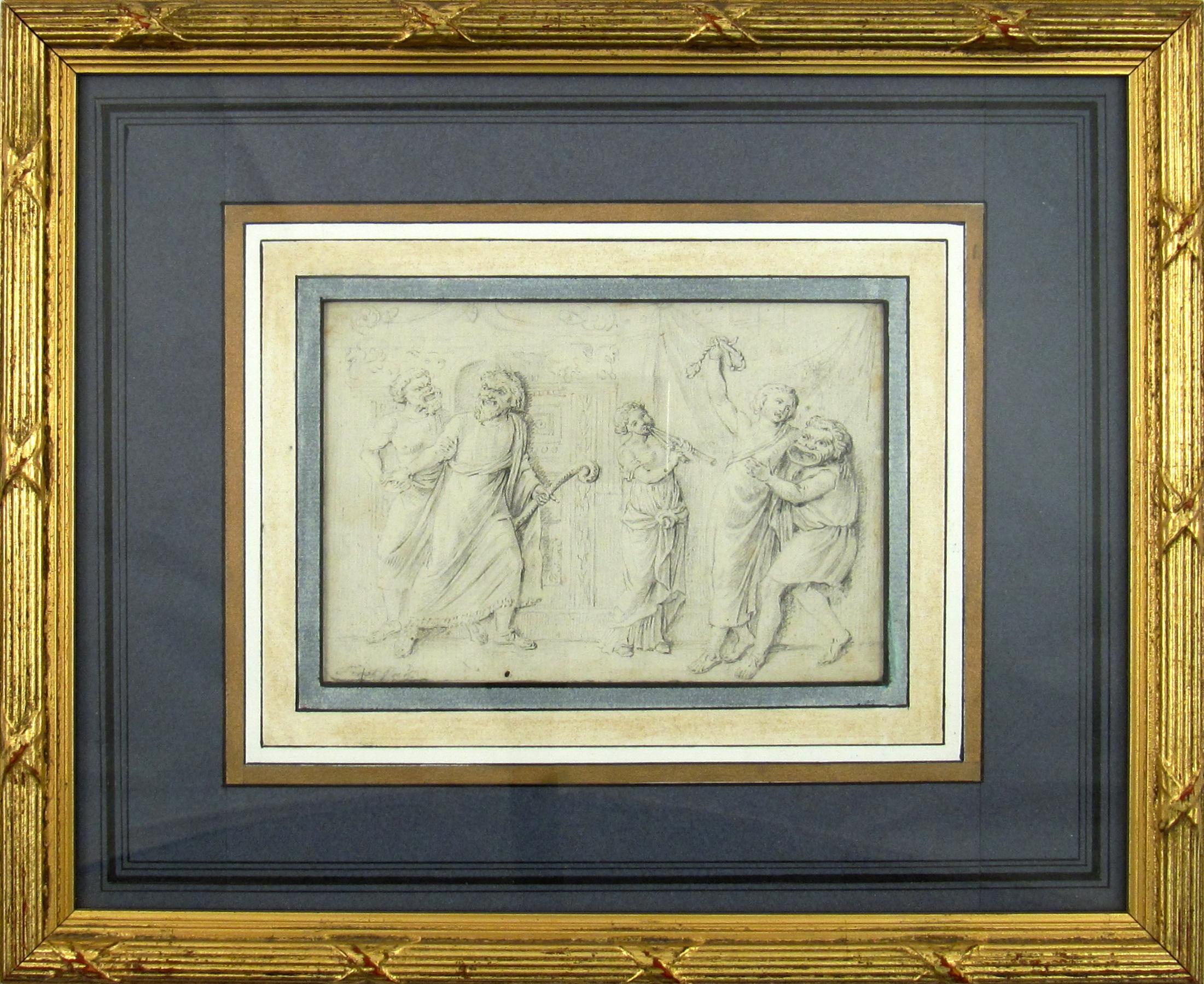 François-Édouard Picot (French 1786-1868) Greek Comedy Play 19th Century Drawing