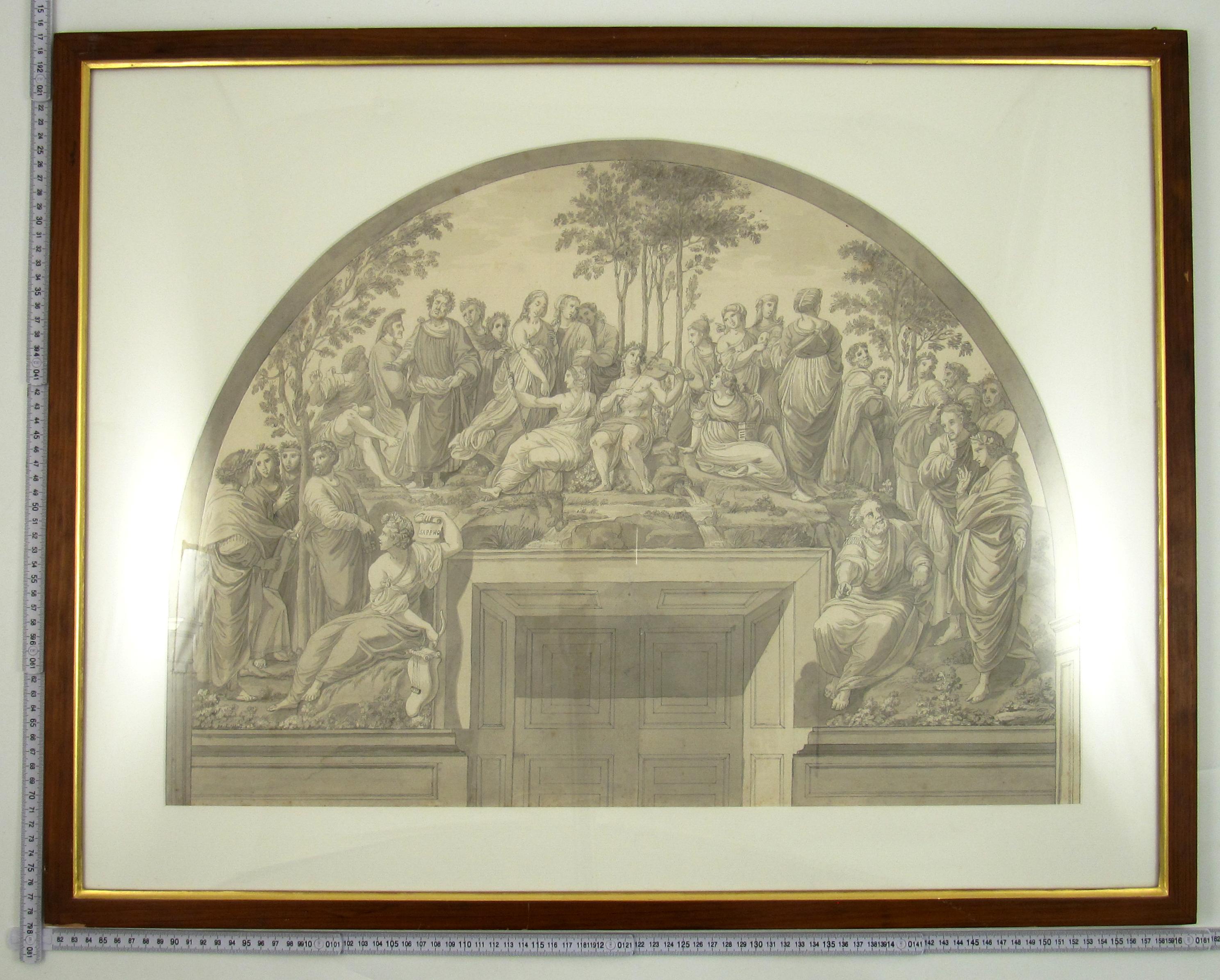  The Parnassus after Raphael Vatican 18th Century Pen Ink Wash Drawing c. 1780 For Sale 1