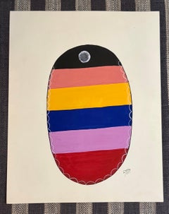 Zeitgenössische Miniatur Natürliche Pigmente Malerei Kosmisches Ei Minimalistisch Spirituell