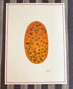 Contemporary Miniature Natural Pigment Tantric Cosmic Egg Minimalist orange