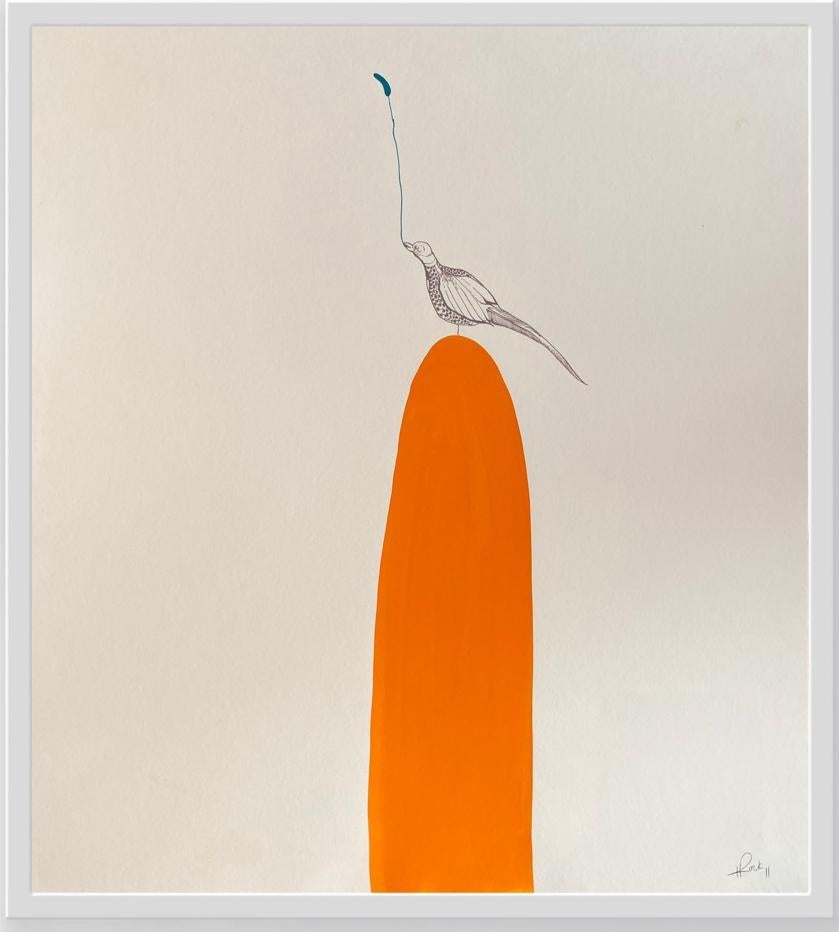 Isabel Rock Animal Art - Surrealist Painting Royal College of Art LGBTQ+ artist Circle Life Orange Bird