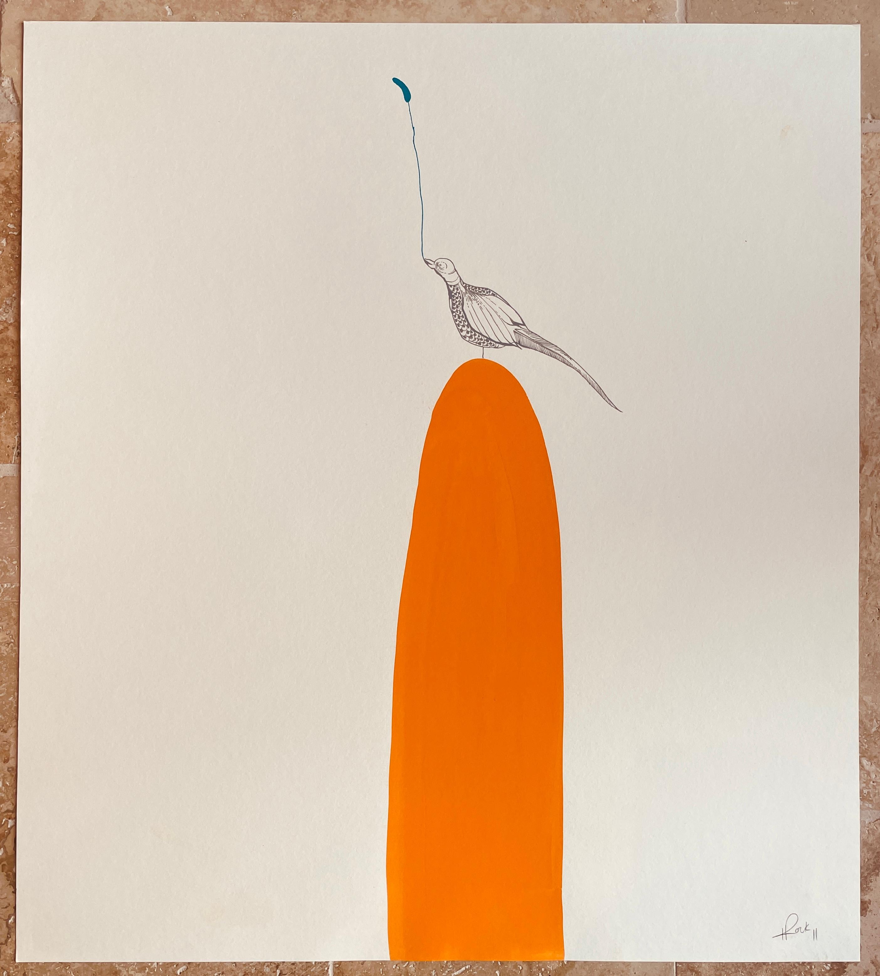Surrealist Painting Royal College of Art LGBTQ+ artist Circle Life Orange Bird 2