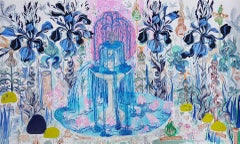 Surrealist Royal College of Art Women artist Fountain Blue Pink Poodle Paradise
