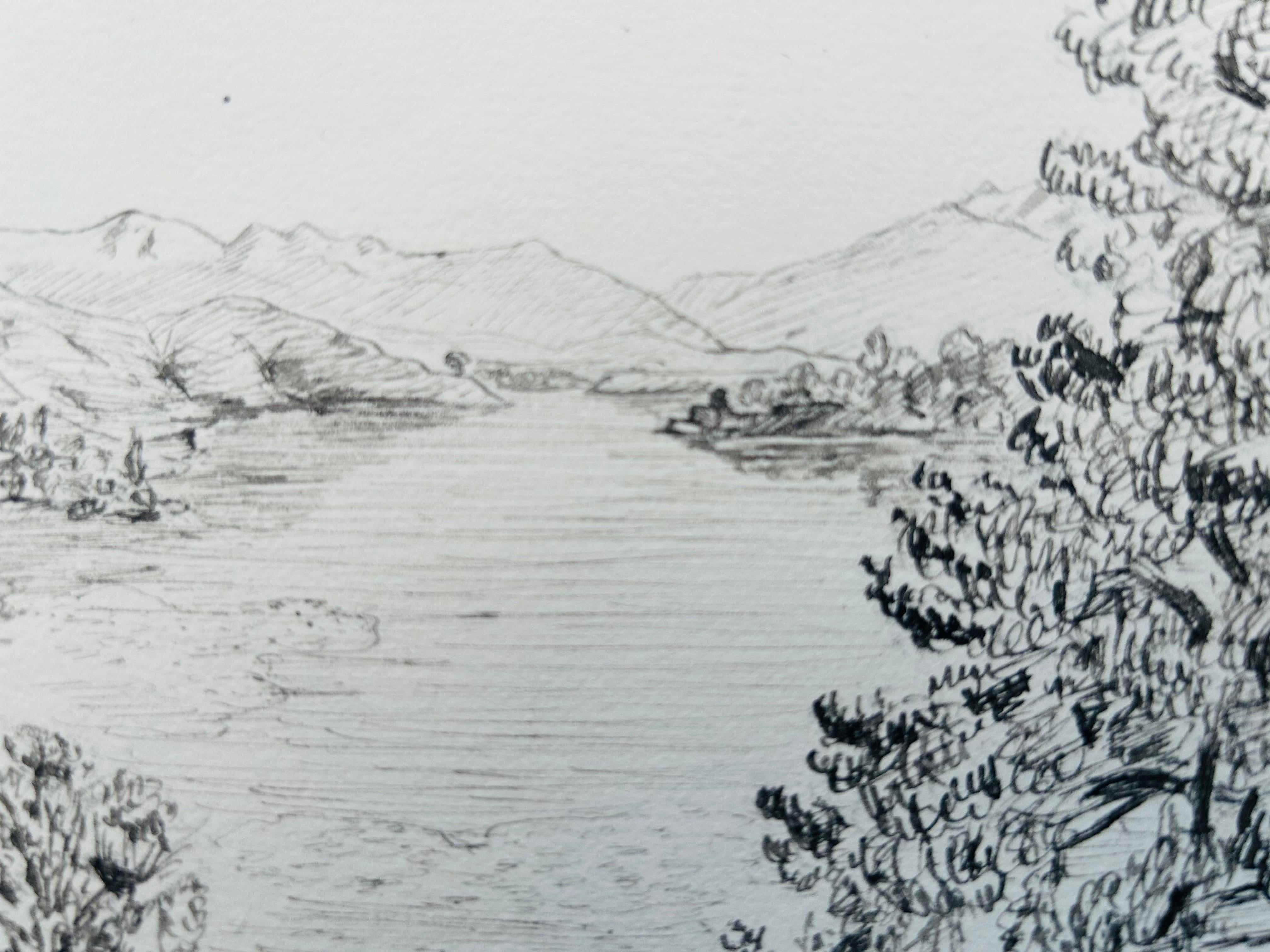 India 3 X 19. Jahrhundert Kaschmir NW Frontier Field Sketches Manasbal Lake, Kashmir im Angebot 8