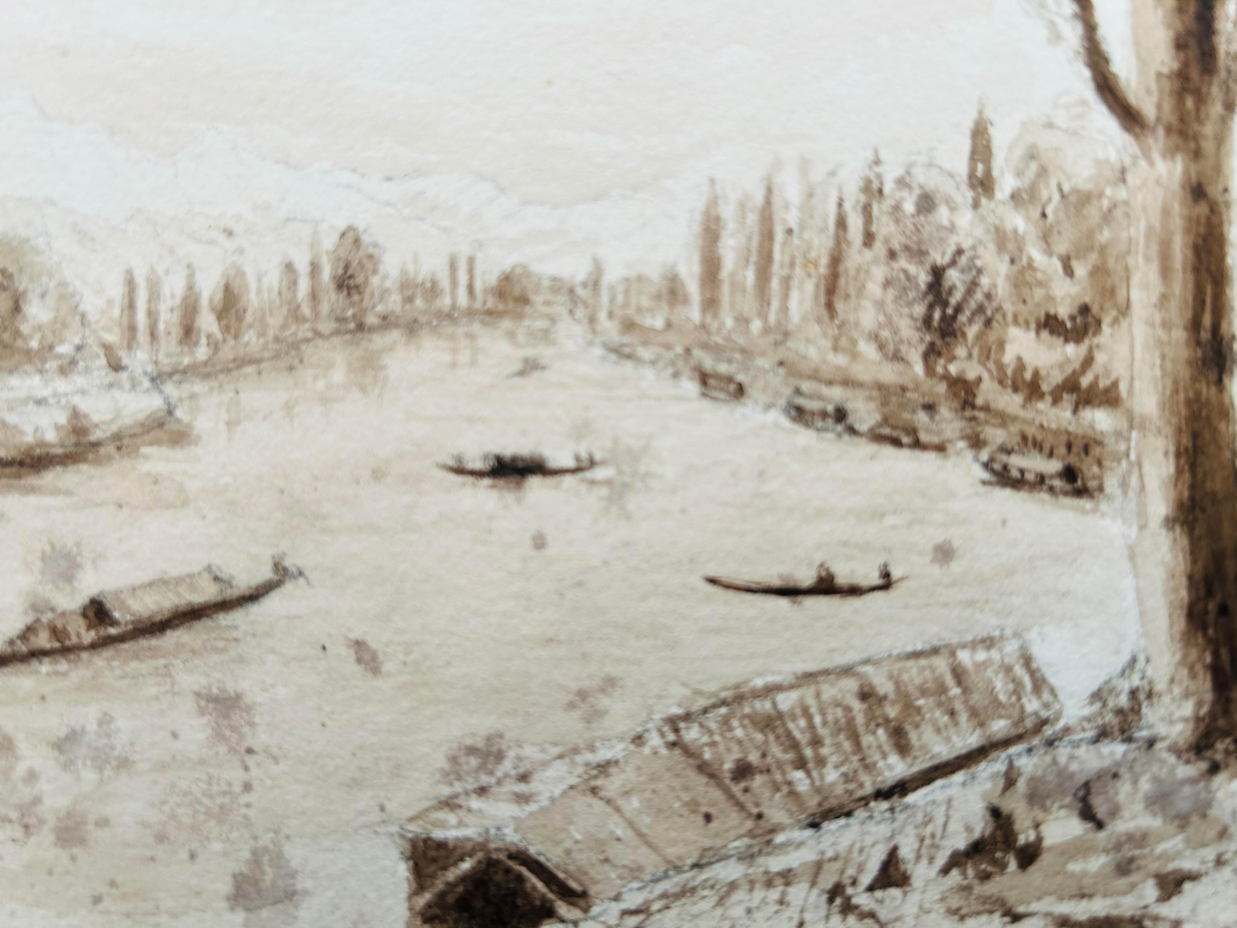 India 3 X 19. Jahrhundert Kaschmir NW Frontier Field Sketches Manasbal Lake, Kashmir im Angebot 11
