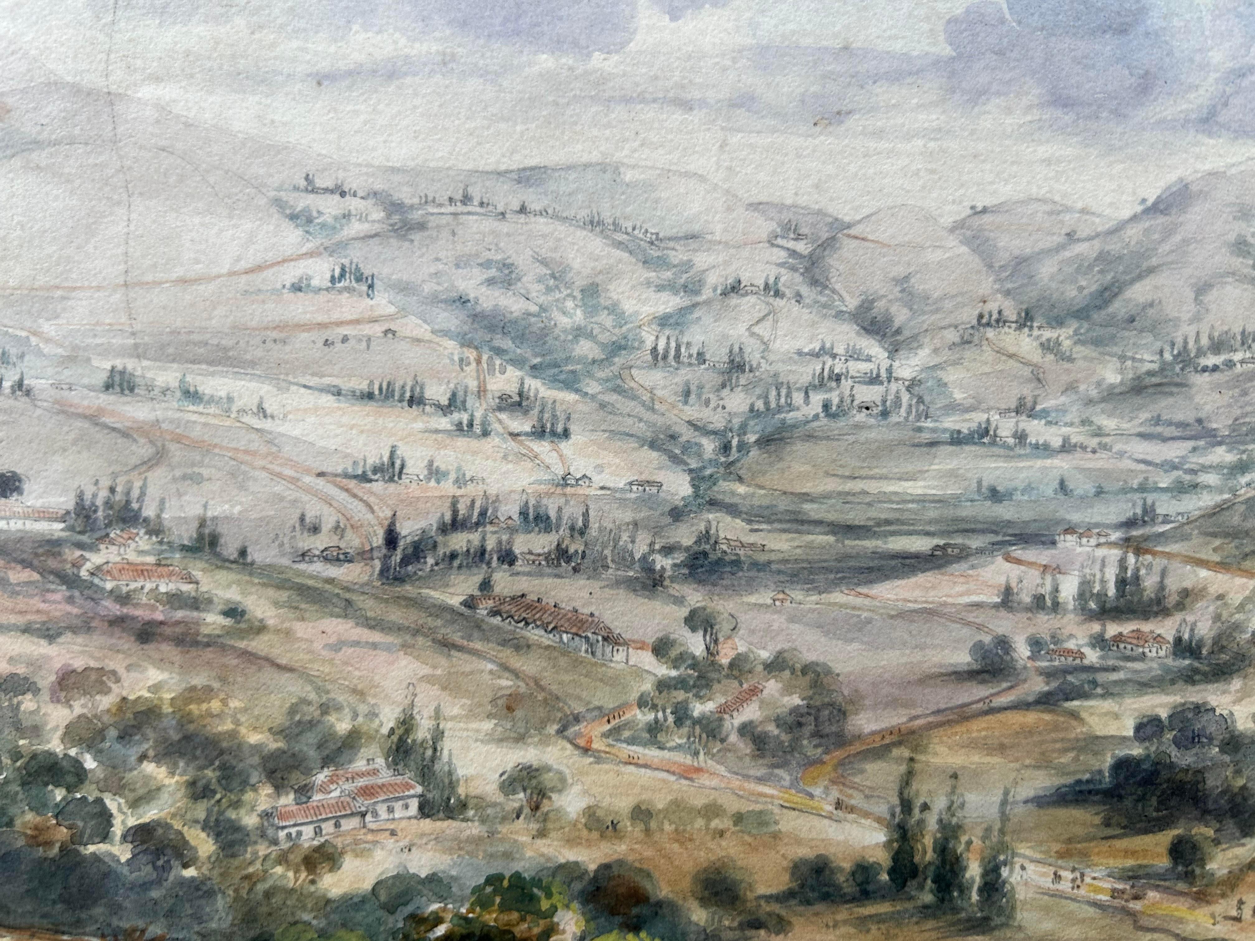 India Watercolour Landscape 19th century Ootacamund Dated 1856 Signed in Pencil For Sale 1