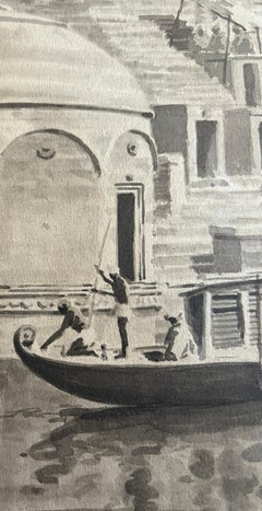 Inde Paysage 19e siècle Aquarelle Bénarès Artiste professionnel britannique