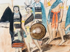 India Naga Tribe Watercolour 19th/20th Century Company School Painting Indian