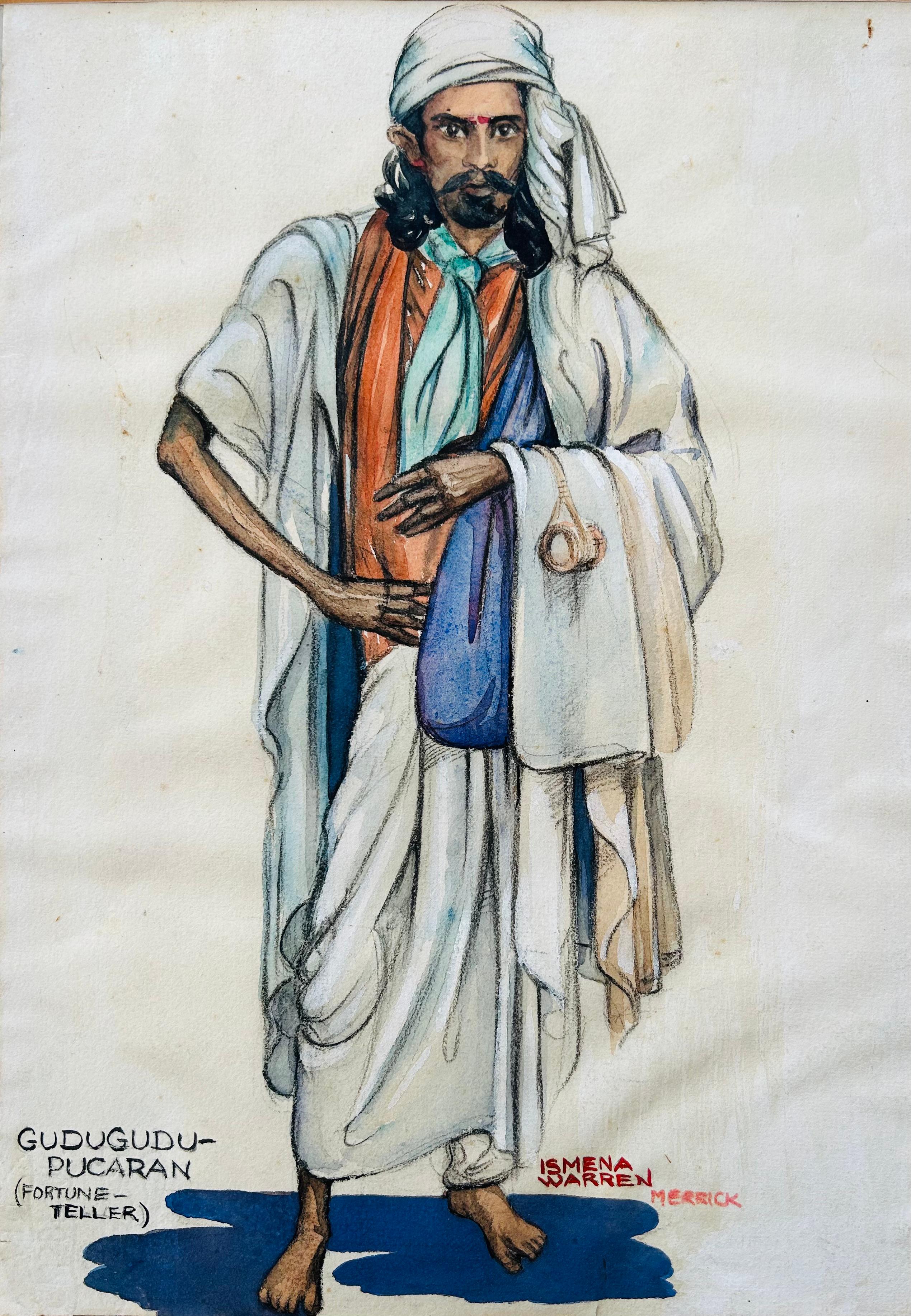 Colección Madrás de dibujos a la acuarela sobre papel y cartulina India principios del siglo XX - Art de Ismaena R Warren