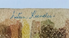 Bangladesch Indien Nitun Kundu Signiertes Aquarell 1960er Jahre Buriganga Quayside Dacca