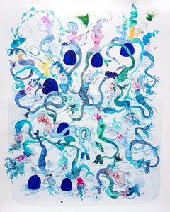 Surrealist Mermaid Orchestra Large Painting Royal College Art Women LGBTQ+ Blues