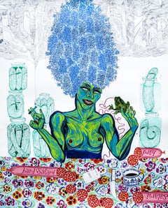 Large Painting Surrealist Royal College Art Women LGBTQ+ Art Green Blue Humour