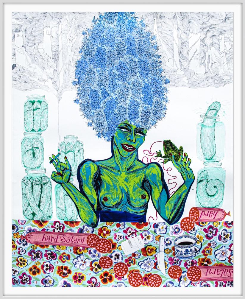Large Painting Surrealist Royal College Art Women LGBTQ+ Art Green Blue Humour 8