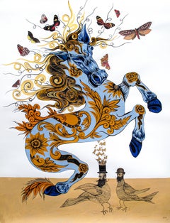 Large Contemporary Horse Painting Royal College of Art Women Surreal Butterfly