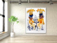 Large Surrealist Painting Royal College Art LGBTQ+ Women artist Orange Blue Card
