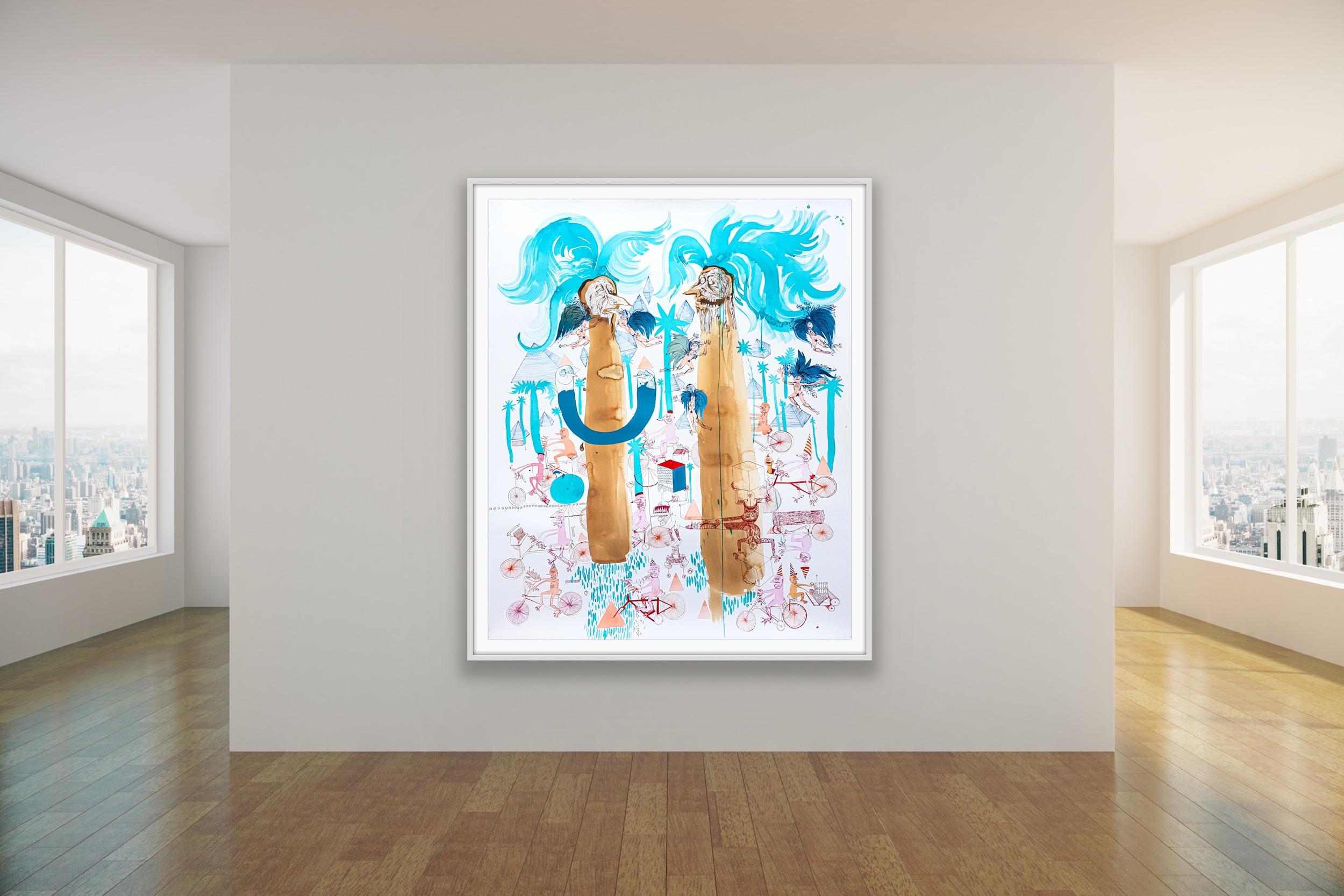 Gran cuadro surrealista Royal of College Art LGBTQ+ Mujer artista Bicicletas azules en venta 8