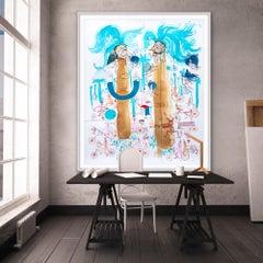 Large Surrealist Painting Royal of College Art LGBTQ+ Woman artist Blue Bicycles